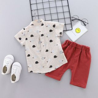 Sét sơ mi nền màu chú nhím nơ chú hề
