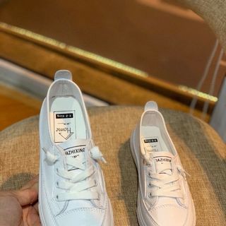 Giày slipon nữ thể thao da trơn đế bằng