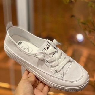 Giày slipon nữ thể thao da trơn đế bằng