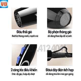 Máy Sấy Tóc Tạo Kiểu Deliya Công Suất Lớn 2200W - Kèm Bộ Phụ Kiện Tiện Ích