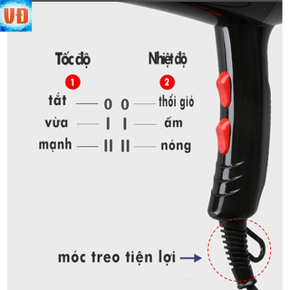 Máy Sấy Tóc Tạo Kiểu Deliya Công Suất Lớn 2200W - Kèm Bộ Phụ Kiện Tiện Ích