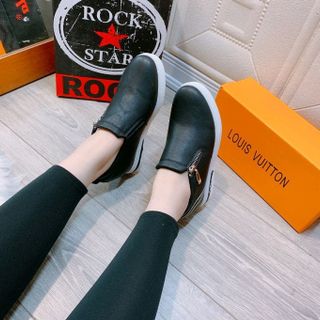 Slipon đế cao khóa cạnh kẻ đen