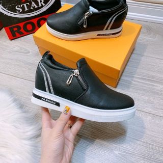 Slipon đế cao khóa cạnh kẻ đen
