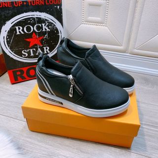 Slipon đế cao khóa cạnh kẻ đen