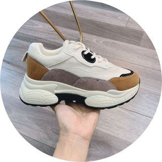 Sneakers độn đế viền kẻ mũi mix màu