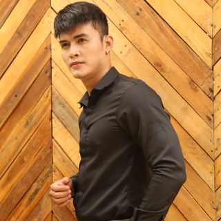 Áo sơ mi đen giấu nút CELEB CM37