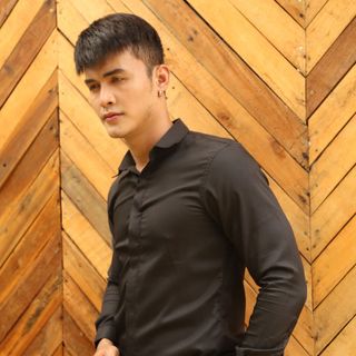 Áo sơ mi đen giấu nút CELEB CM37