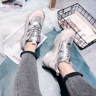 Sneaker balen độn đế màu bạc mix hồng giá sỉ