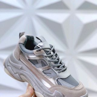 Sneaker balen độn đế màu bạc mix hồng