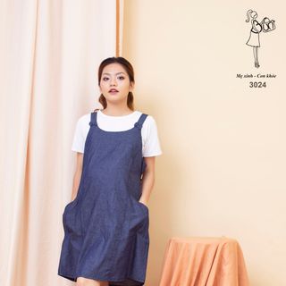 Đầm yếm jeans công sở 3024