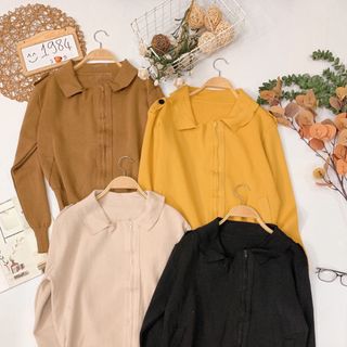 Áo khoác len cổ bẻ