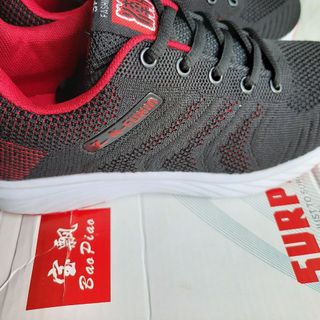 Giày thể thao nữ màu đen phối đỏ kiểu sneaker thời trang Mã 1917 DD