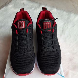 Giày thể thao nữ màu đen phối đỏ kiểu sneaker thời trang Mã 1917 DD