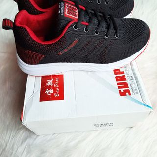 Giày thể thao nữ màu đen phối đỏ kiểu sneaker thời trang Mã 1917 DD