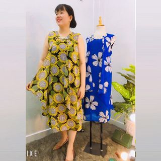 Đầm Silk Lụa Hoa Vàng Big Size Dư Cao Cấp