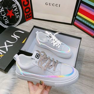 Sneaker đế bằng phản quang 2 màu