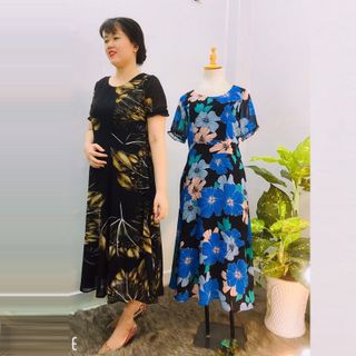 Đầm Hoa Đen Vintage Thiết Kế Big Size Dự Tiệc Sang Trọng