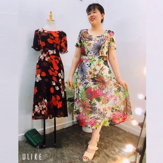Đầm Hoa Vintage Nhiều Màu Thiết Kế Big Size Dự Tiệc Sang Trọng