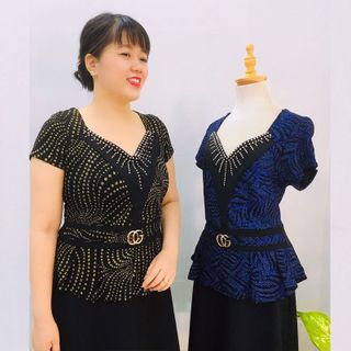 Đầm Thiết Kế Big Size Dự Tiệc Phối Kim Tuyến Vàng Cao Cấp