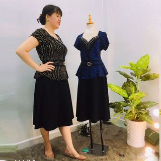 Đầm Thiết Kế Big Size Dự Tiệc Phối Kim Tuyến Vàng Cao Cấp