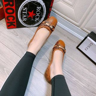 Bệt nữ mũi vuông khóa ngang nâu