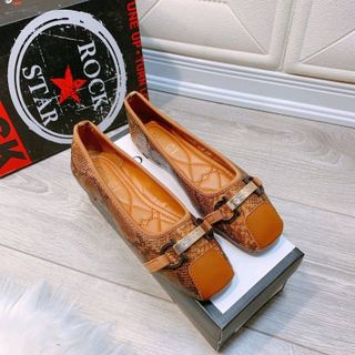 Bệt nữ mũi vuông khóa ngang nâu