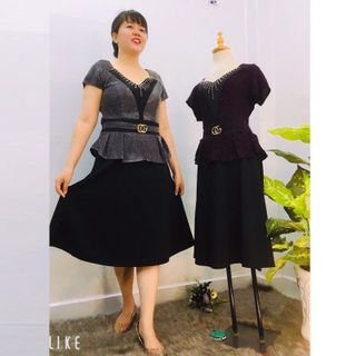 Đầm Thiết Kế Big Size Dự Tiệc Phối Kim Tuyến Trắng Cao Cấp