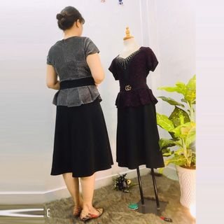Đầm Thiết Kế Big Size Dự Tiệc Phối Kim Tuyến Trắng Cao Cấp