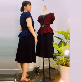 Đầm Thiết Kế Big Size Dự Tiệc Phối Kim Tuyến Xanh Cao Cấp