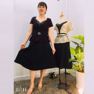 Đầm Thiết Kế Big Size Dự Tiệc Phối Kim Tuyến Tím Nho Cao Cấp