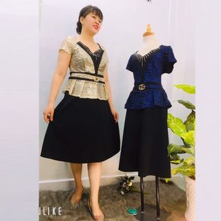 Đầm Thiết Kế Big Size Dự Tiệc Phối Kim Sa Màu Gold Cao Cấp