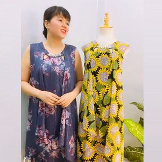 Đầm Silk Lụa Hoa Xám Big Size Dư Cao Cấp