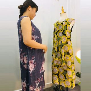 Đầm Silk Lụa Hoa Xám Big Size Dư Cao Cấp