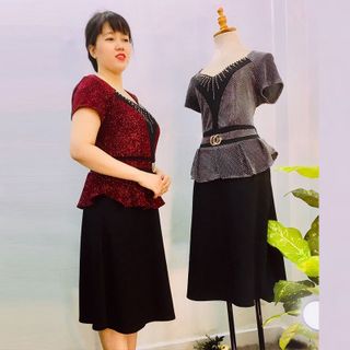 Đầm Thiết Kế Big Size Dự Tiệc Phối Kim Tuyến Đỏ Cao Cấp