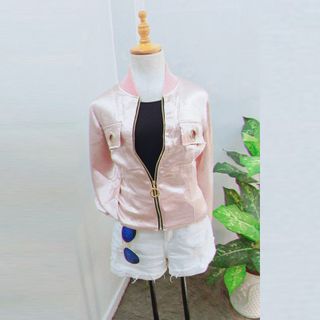 Áo Khoác Hồng Nhũ Kim Tuyến