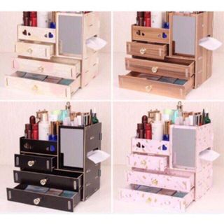 Kệ mỹ phẩm lắp ghép 4 tần có gương