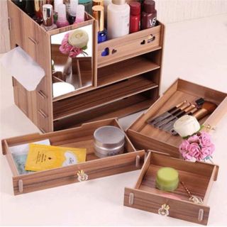 Kệ mỹ phẩm lắp ghép 4 tần có gương