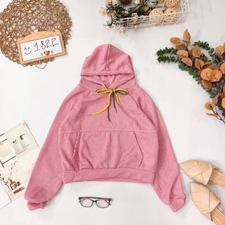 Áo hoodie trơn dây mix màu Mix đồ siêu cưng