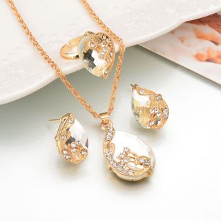 Bộ Dây Chuyền Nhẫn Bông Tai Đá Opal ts07 giá sỉ​ giá bán buôn giá sỉ