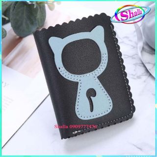 Ví nữ cầm tay vuông mini răng cưa hình mèo ngồi ZF2 Shalla