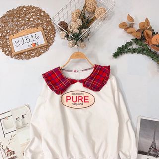 Áo thun phối sọc cổ sen bèo