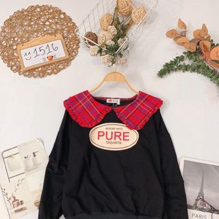 Áo thun phối sọc cổ sen bèo