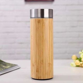 Bình Nước Giữ Nhiệt Lõi Inox Vỏ Gỗ Tre Thẳng Cao Cấp 450ml
