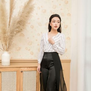 Aó sơ mi cổ V dài tay