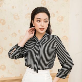 Aó sơ mi cổ xoán ốc dài tay