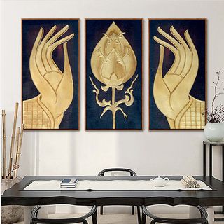 Bộ 03 tranh chủ đề Hoa và Cây trang trí chất liệu canvas