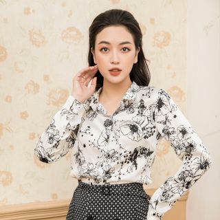 Aó áo sơ mi họa tiết hoa văn trẻ trung