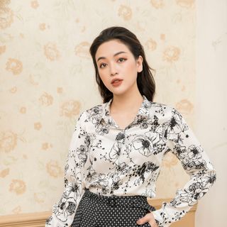 Aó áo sơ mi họa tiết hoa văn trẻ trung