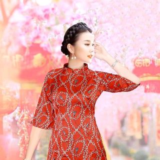 Áo dài cách tân (họa tiết dây chuyền)