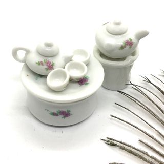 Bộ ấm trà mini có bếp bằng gốm sứ trang trí giá sỉ